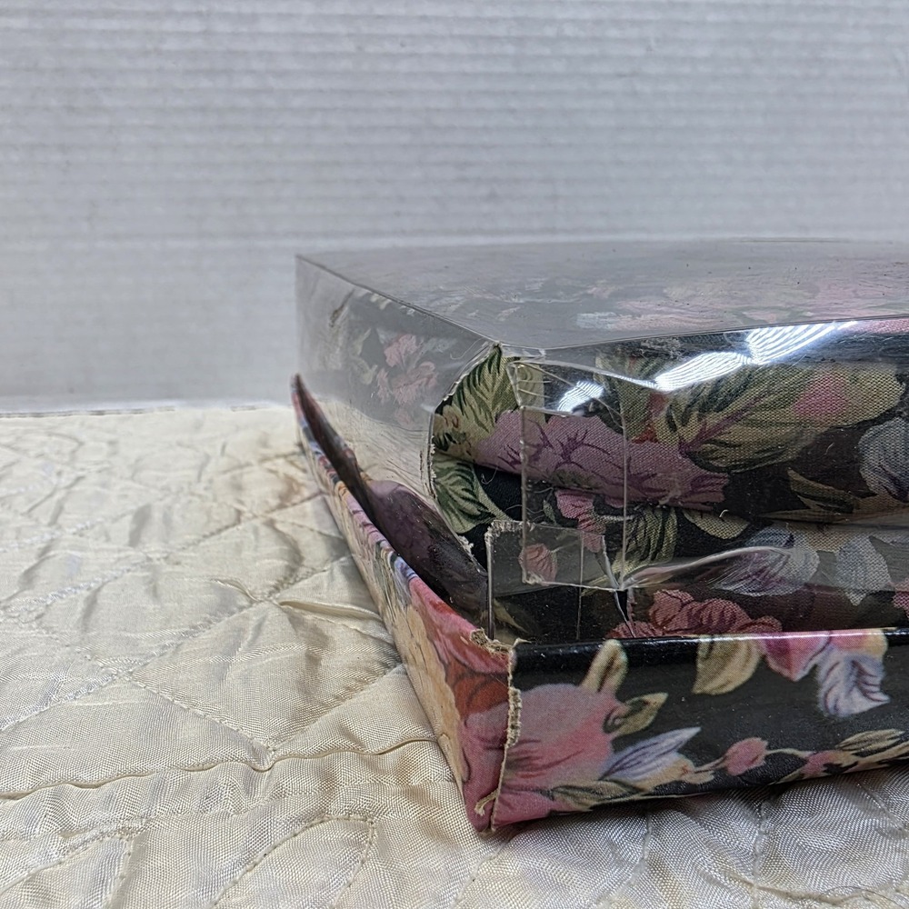 Quilted Trinket Box Floral Print Fabric Covered Sewing Trinket Box Grannycore - Picture 6 of 6